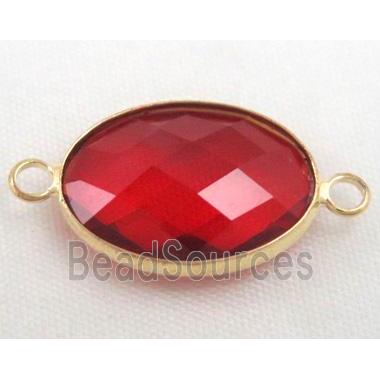 Chinese crystal glass connector, faceted oval