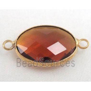 chinese crystal glass connector, faceted oval