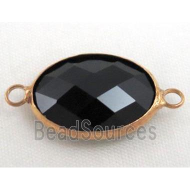 chinese crystal glass connector, faceted oval