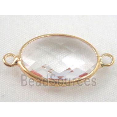 Chinese crystal glass connector, faceted oval