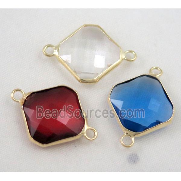 Chinese crystal glass connector, faceted square