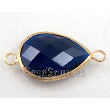 Chinese crystal glass connector, faceted teardrop