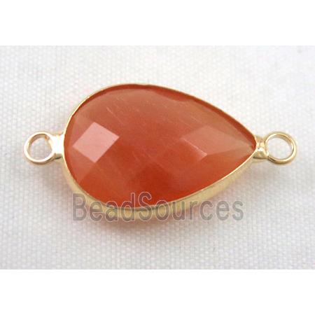 Chinese crystal glass connector, faceted teardrop