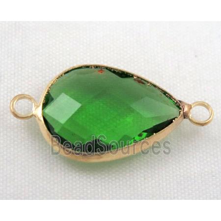 Chinese crystal glass connector, faceted teardrop