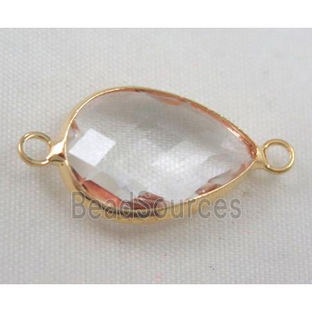 Chinese crystal glass connector, faceted teardrop