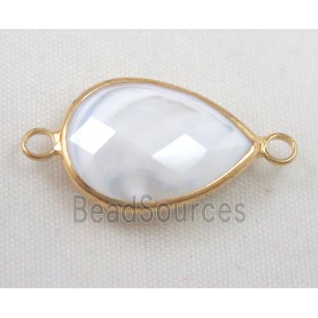 Chinese crystal glass connector, faceted teardrop