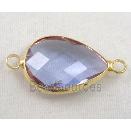 Chinese crystal glass connector, faceted teardrop