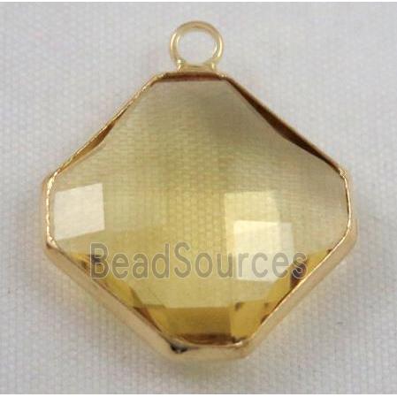 Chinese crystal glass pendant, faceted square