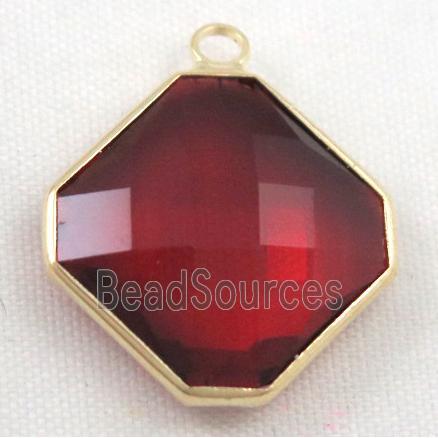 Chinese crystal glass pendant, faceted square