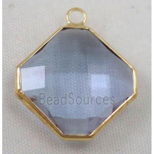 Chinese crystal glass pendant, faceted square