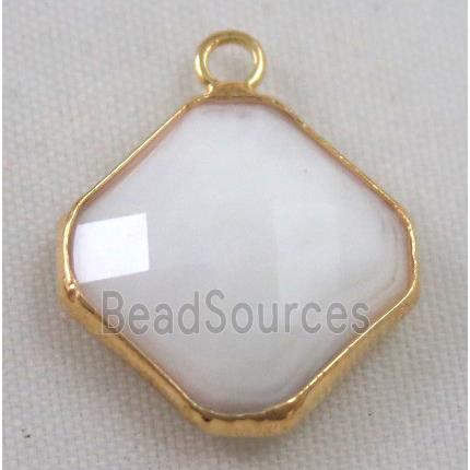 Chinese crystal glass pendant, faceted square