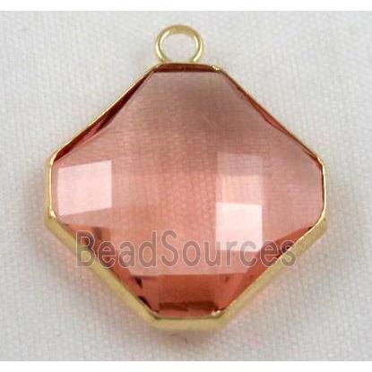 Chinese crystal glass pendant, faceted square