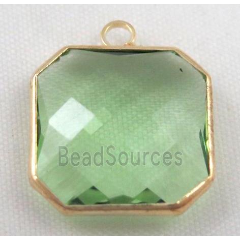 Chinese crystal glass pendant, faceted square