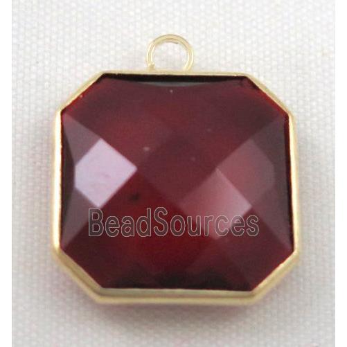 Chinese crystal glass pendant, faceted square