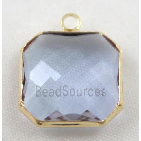 Chinese crystal glass pendant, faceted square