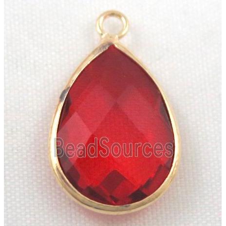 Chinese crystal glass pendant, faceted teardrop