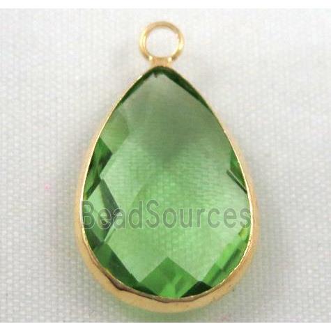 Chinese crystal glass pendant, faceted teardrop