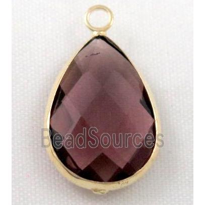 Chinese crystal glass pendant, faceted teardrop