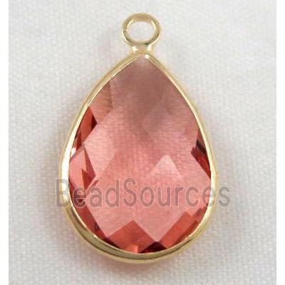 Chinese crystal glass pendant, faceted teardrop