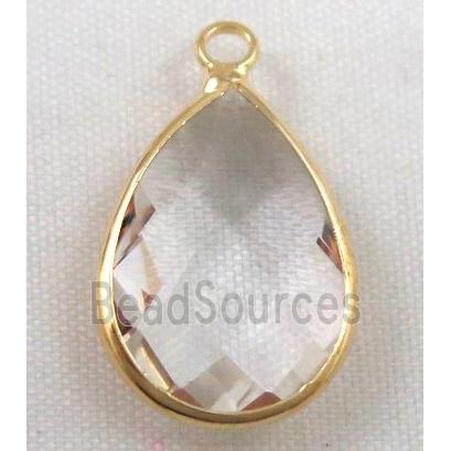 clear Chinese crystal glass pendant, faceted teardrop