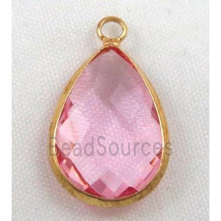 Chinese crystal glass pendant, faceted teardrop