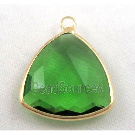 Chinese crystal glass pendant, faceted triangle