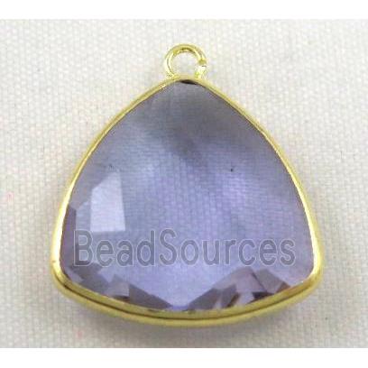 Chinese crystal glass pendant, faceted triangle