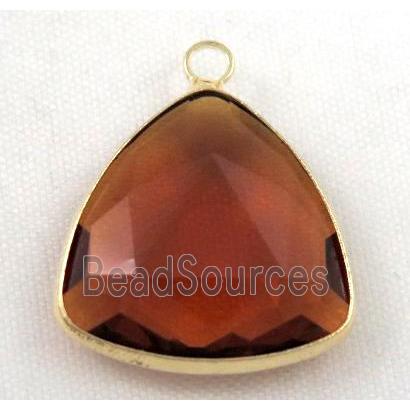 Chinese crystal glass pendant, faceted triangle