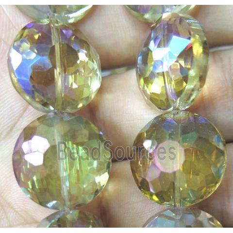 Chinese crystal bead, faceted flat round