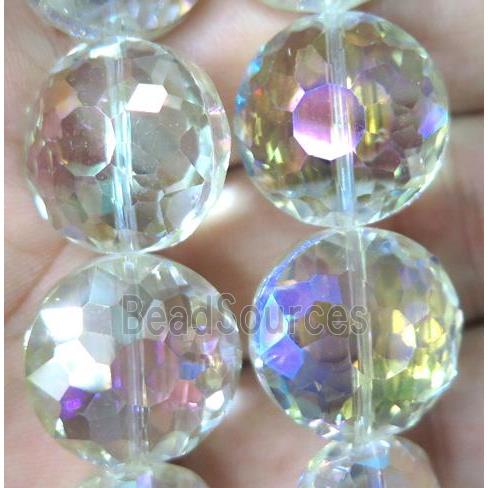 Chinese crystal bead, faceted flat round