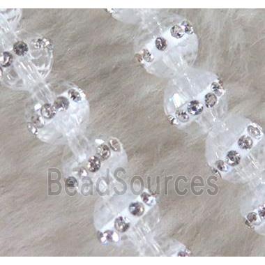 Chinese crystal bead with rhinestone, faceted round