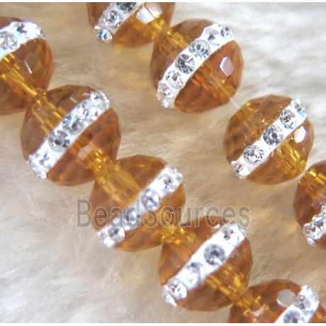 Chinese crystal bead with rhinestone, faceted round