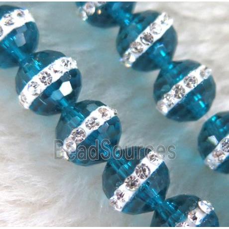 Chinese crystal bead with rhinestone, faceted round