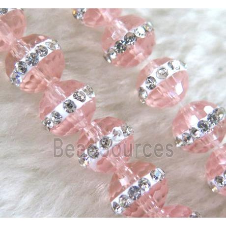 Chinese crystal bead with rhinestone, faceted round