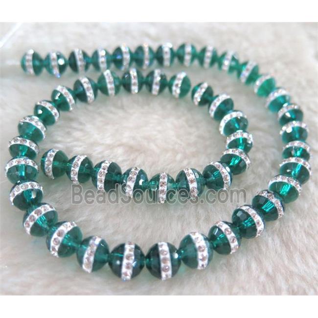 Chinese crystal bead with rhinestone, faceted round