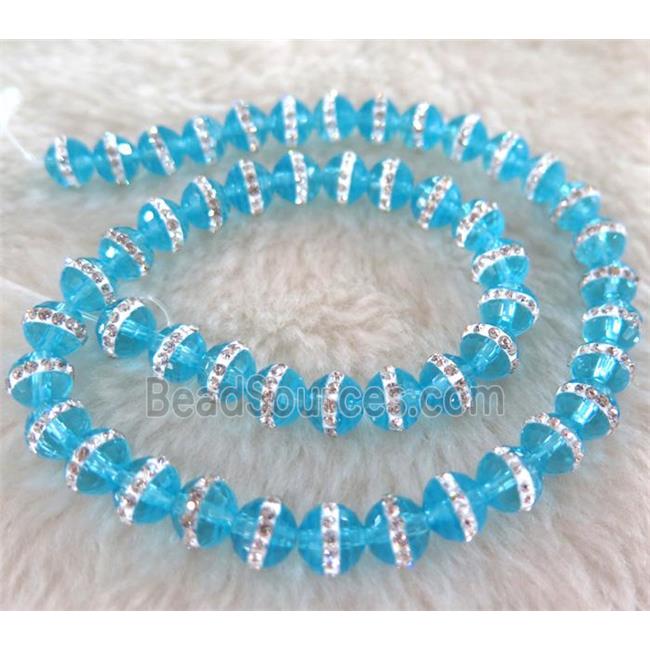 Chinese crystal bead with rhinestone, faceted round