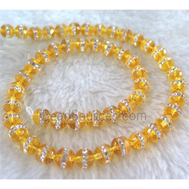 Chinese crystal bead with rhinestone, faceted round