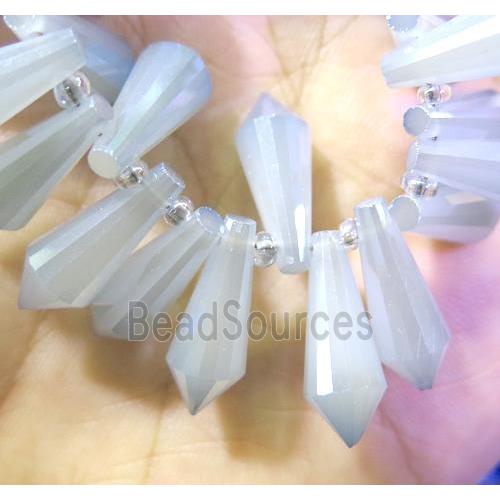 Chinese Crystal beads, faceted teardrop, lt. gray-blue