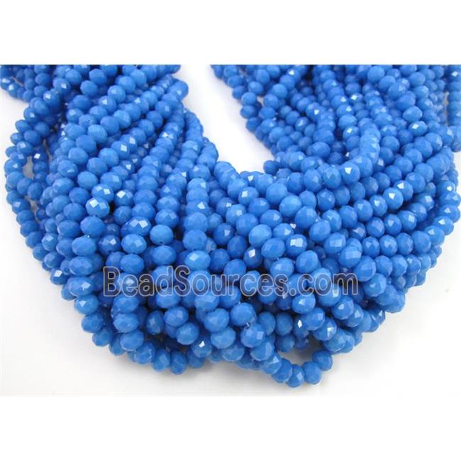 Chinese crystal glass bead, Faceted rondelle, blue