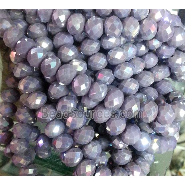 Chinese crystal glass bead, Faceted rondelle, purple AB color