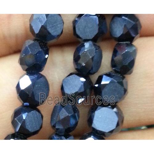 Chinese crystal glass bead, faceted flat round, black