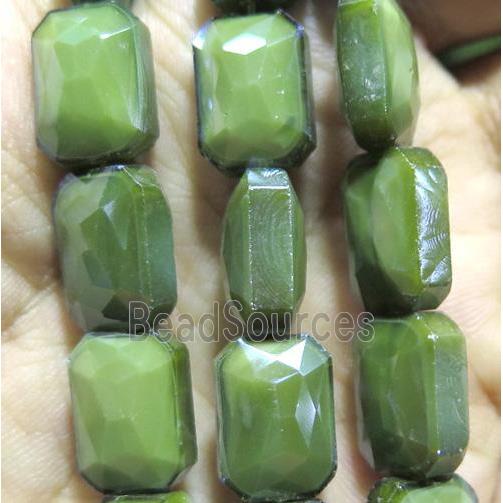 Chinese crystal glass bead, faceted rectangle