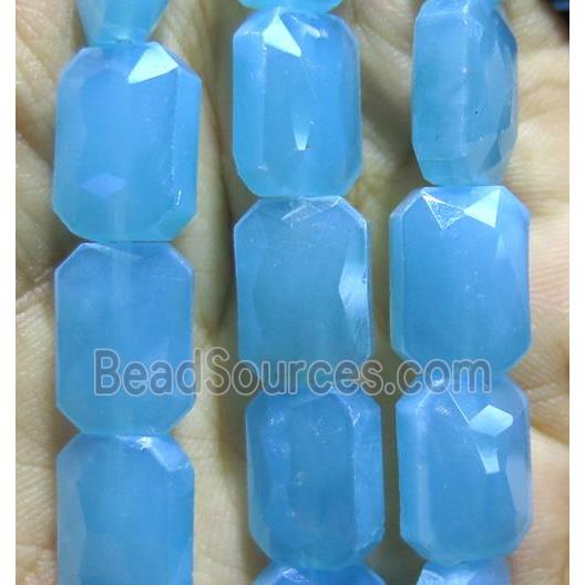 Chinese crystal glass bead, faceted rectangle