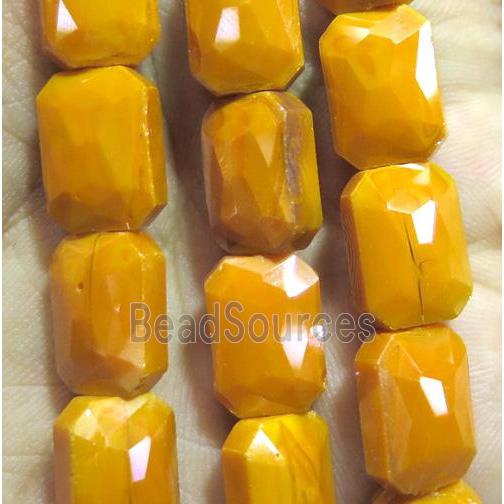 Chinese crystal glass bead, faceted rectangle