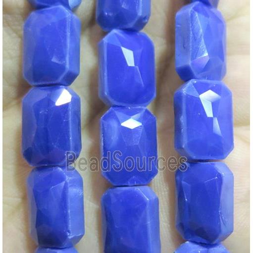 Chinese crystal glass bead, faceted rectangle