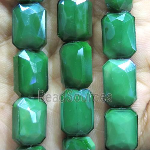 Chinese crystal glass bead, faceted rectangle