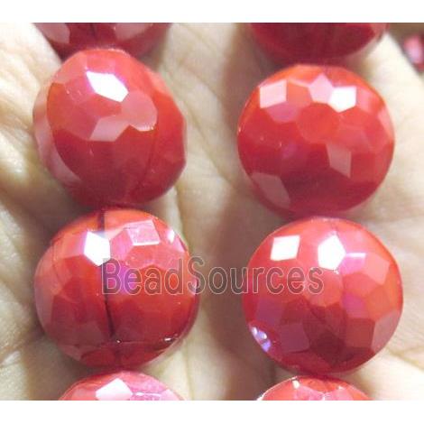 Chinese crystal glass bead, faceted flat round