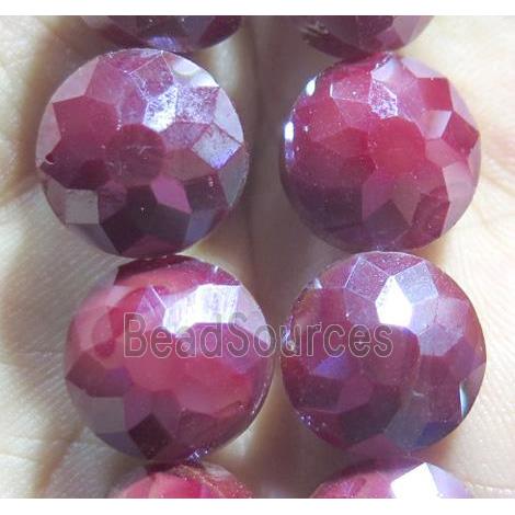 Chinese crystal glass bead, faceted flat round