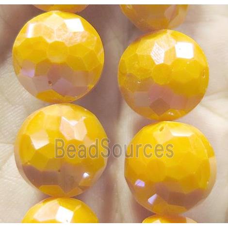 Chinese crystal glass bead, faceted flat round