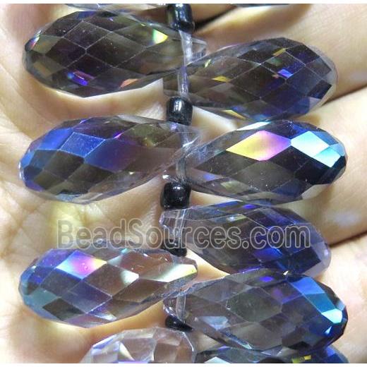 Chinese crystal glass bead, faceted teardrop